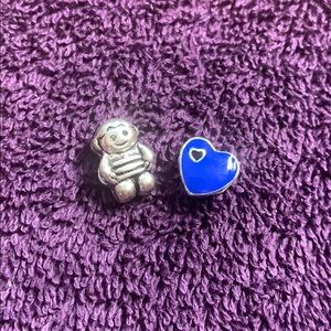 Boy blue Heart European Charm sterling bundle
